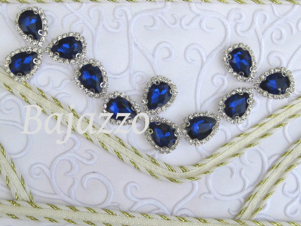 Strass Tropfen blau eingefasst